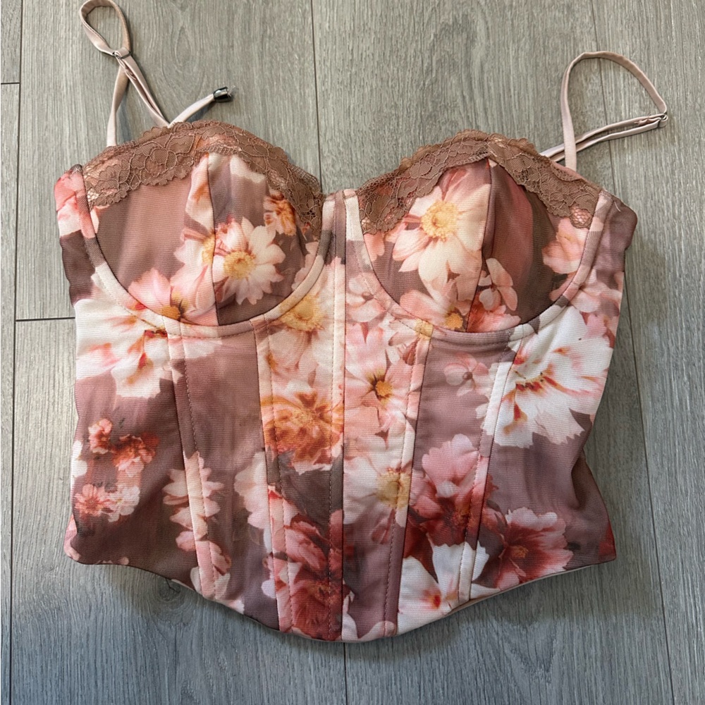 Windsor Pink and Brown Floral Corset